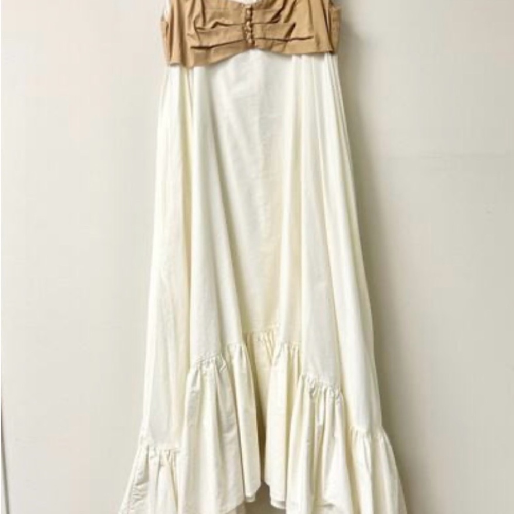 Anna October Cream and Tan High Low Dress - Picture 2 of 6